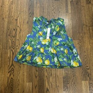 Aqua lemons blouse - large